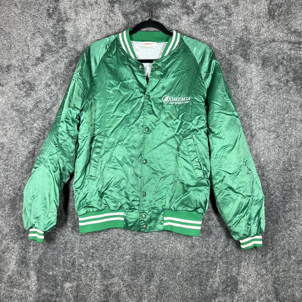 Vintage Hartwell Jacket Mens M Green Bomber Satin Insulated Made In USA